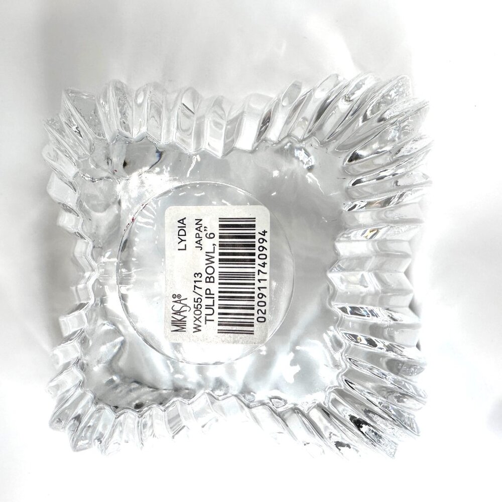 Mikasa Lydia Tulip Bowl 6" Ribbed Crystal Scalloped Edge CandyDish marked Japan - Picture 5 of 8